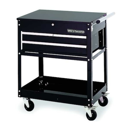 WESTWARD Tool Utility Cart, 3-Drawers, Gloss Black, Hinge, Keyed, 30