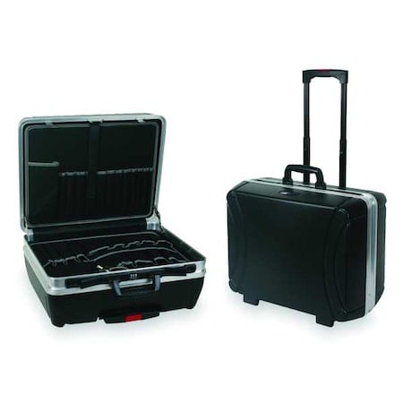 WESTWARD Rolling Tool Case, Aluminum, Black, 19 in W x 15 in D x 10-1/2 in H MPN:2WLK1