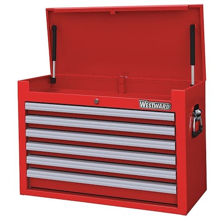 WESTWARD Top Chest, 6-Drawers, Powder Coated Red, 26