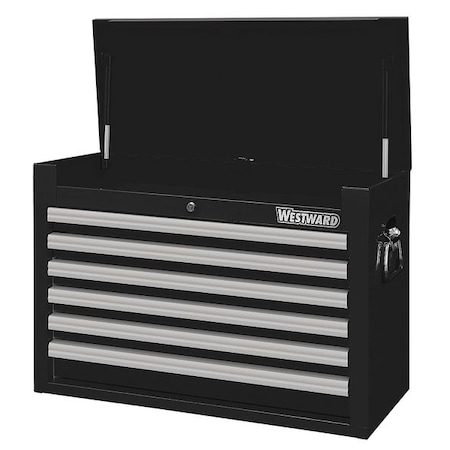 WESTWARD Top Chest, 6-Drawers, Powder Coated Black, 26