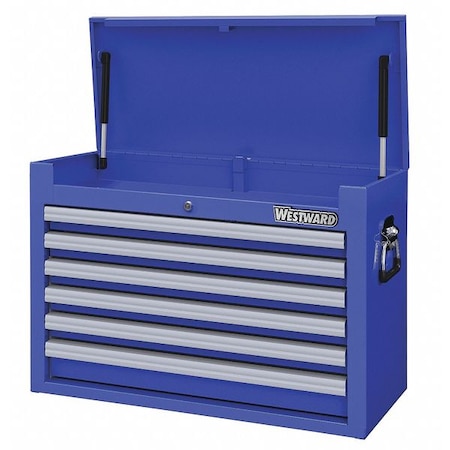 WESTWARD Top Chest, 6-Drawers, Powder Coated Blue, 26