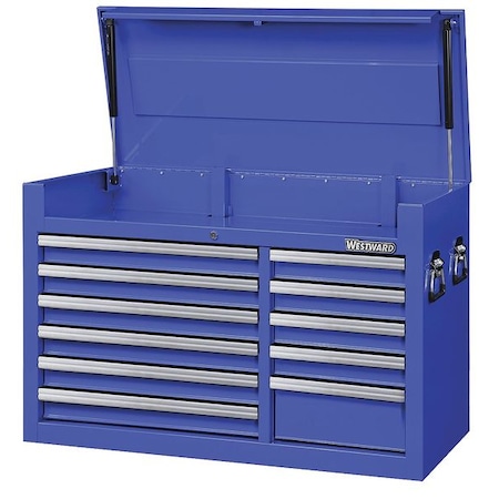 WESTWARD Top Chest, 11-Drawers, Powder Coated Blue, 41.5
