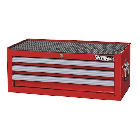 WESTWARD Intermediate Chest, 3-Drawers, Powder Coated Red, 26.5