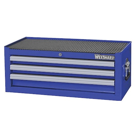 WESTWARD Intermediate Chest, 3-Drawers, Powder Coated Blue, 26.5