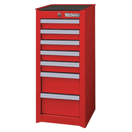 WESTWARD Side Cabinet, 7-Drawers, Powder Coated Red, 15.5