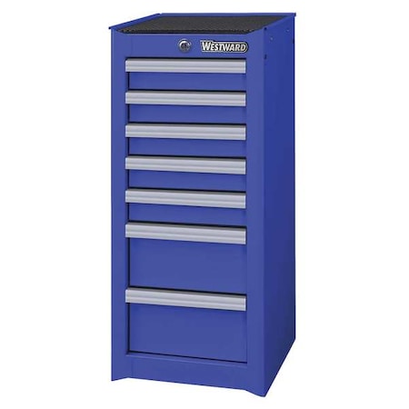 WESTWARD Side Cabinet, 7-Drawers, Powder Coated Blue, 15.5