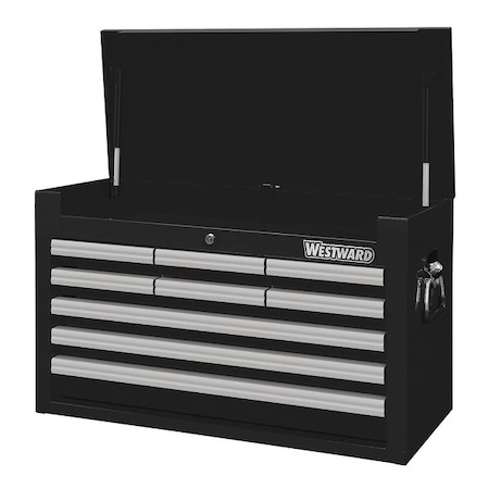WESTWARD Top Chest, 9-Drawers, Powder Coated Black, 26