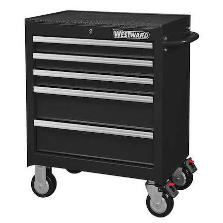 WESTWARD Rolling Tool Cabinet, 7-Drawers, Gloss Black, 27