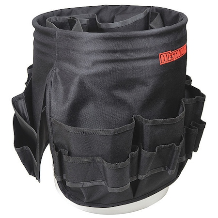 Bucket Tool Organizer, Black, Polyester, 55 Pockets MPN:32PJ51