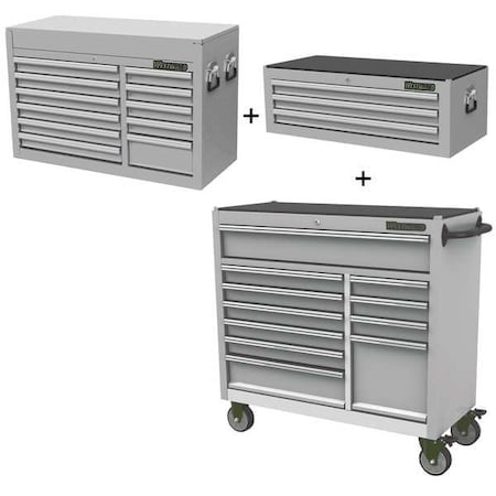 WESTWARD Rolling Cabinet Kit, 25-Drawers Total, Stainless Steel, 45