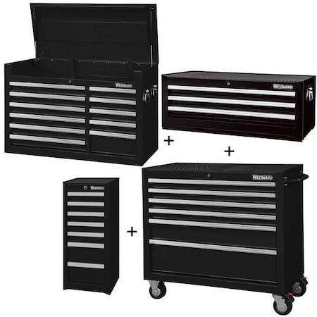 WESTWARD Rolling Cabinet Kit, 27 Drawer, Black, Steel, 57-1/2 in W x 19 in D x 82 in H MPN:361LN8