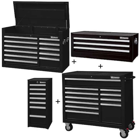 WESTWARD Rolling Cabinet Kit, 32 Drawer, Black, Steel, 57-1/2 in W x 19 in D x 82 in H MPN:361LP1