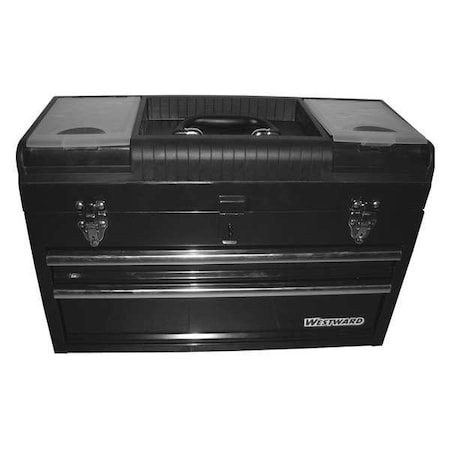 WESTWARD Tool Box, Steel, Black, 20 in W x 8 in D x 14 in H MPN:44ZJ87