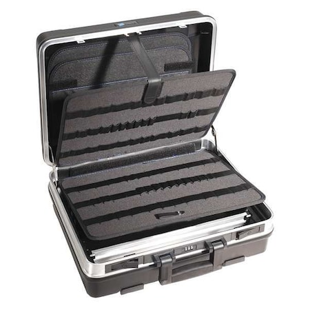 WESTWARD Tool Case, Plastic, Black, 16-1/2 in W x 8 in D x 19-3/4 in H MPN:45KK77