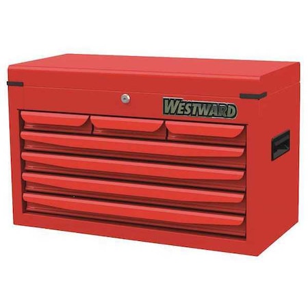 WESTWARD Top Chest, 7-Drawers, Powder Coated Red, 26