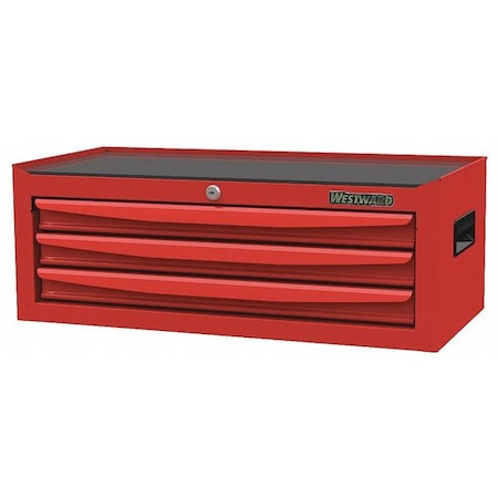 WESTWARD Intermediate Chest, 3-Drawers, Powder Coated Red, 26.5