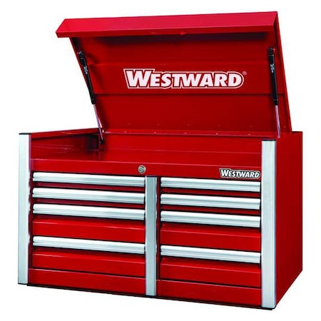 WESTWARD Top Chest, 8 Drawer, Red, Steel, 42 in W x 26 in D x 25 in H MPN:49NR84