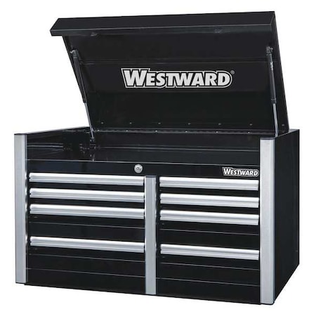 WESTWARD Top Chest, 8 Drawer, Black, Steel, 42 in W x 26 in D x 25 in H MPN:49NR85