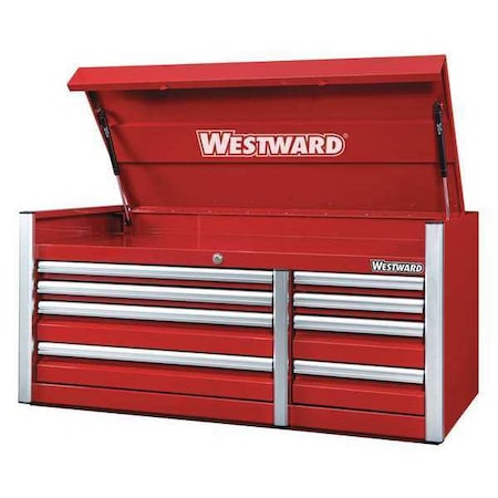 WESTWARD Top Chest, 11 Drawer, Red, Steel, 54 in W x 26 in D x 25 in H MPN:49NR86