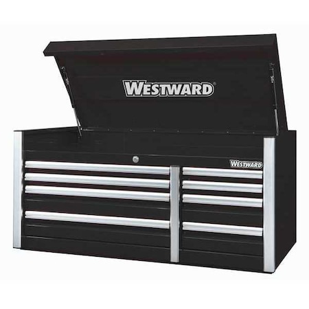 WESTWARD Top Chest, 8 Drawer, Black, Steel, 54 in W x 26 in D x 25 in H MPN:49NR87