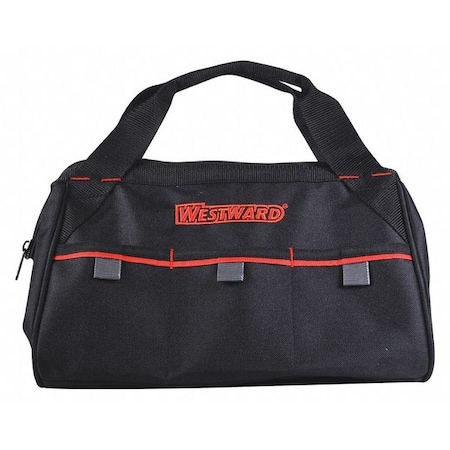 WESTWARD Tool Bag, 3 Outside Pockets, Polyester, Black, 13