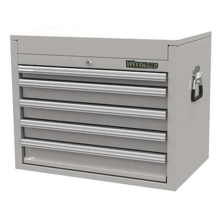 WESTWARD Top Chest, 5-Drawers, Stainless Steel Silver, 26