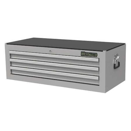 WESTWARD Intermediate Chest, 3-Drawers, Stainless Steel Silver, 43