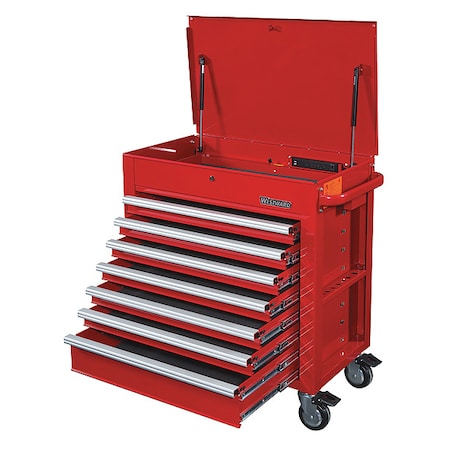 WESTWARD Tool Utility Cart, 7-Drawers, Powder Coated Red, 36