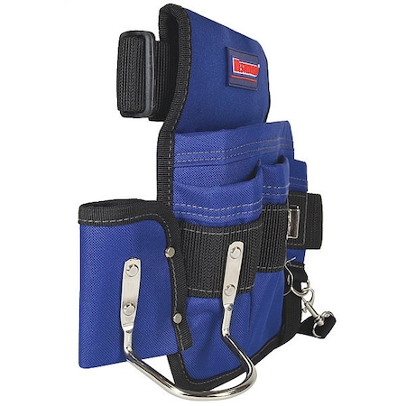 Tool Pouch, Tool Belt, Blue, Black, 600D Polyester, 4 Pockets MPN:5MZL0