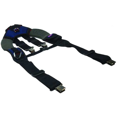 Tool Suspenders, Tool Belt Suspenders, Black, Blue, Gray, Polyester, 1 Pockets MPN:5MZP3