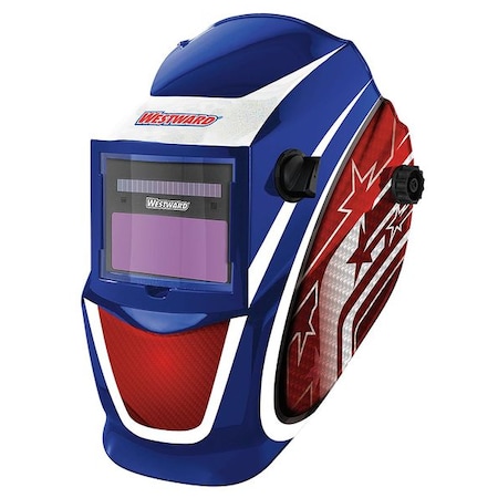 Auto Dark Welding Helmet, Shade 4, 9-13, Blue/Red/White MPN:22XX42