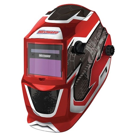 Auto Dark Welding Helmet, Shade 4, 9-13, Black/Red/White MPN:22XX43