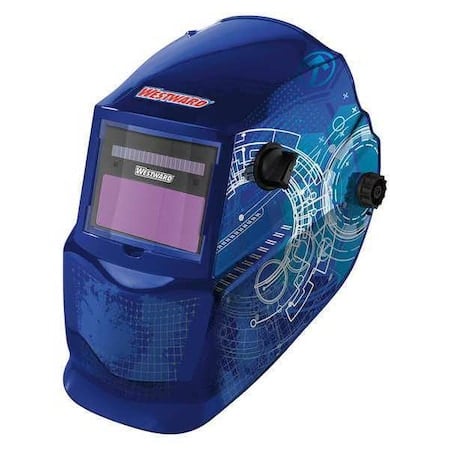 Auto Dark Welding Helmet, 4, 9-13, Blu/Wh MPN:22XX44