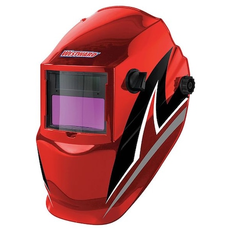 Auto Dark Welding Helmet, Shade 4, 9-13, Black/Red/White MPN:22XX47