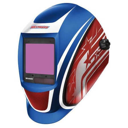 Auto Dark Welding Helmet, Shade 6-9/9-13, Blue/Red/White MPN:44R228