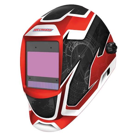 Auto Dark Welding Helmet, Shade 5-8/8-13, Black/Red/White MPN:44R235
