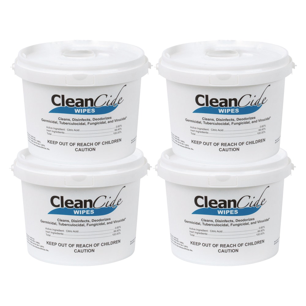Wexford Labs CleanCide Disinfecting Wipes, 1-Ply, 8 x 5.5, Fresh Scent, White, 400/Tub, 4 Tubs/Carton MPN:3130B400DCT