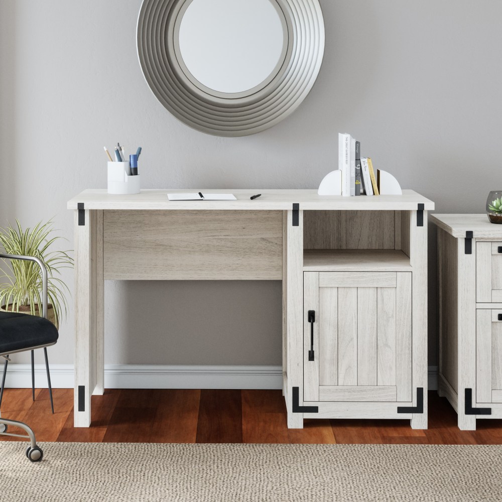 Whalen Huntingdon 48inW Pedestal Computer Desk, Antiqued White Walnut MPN:EC-HU48D
