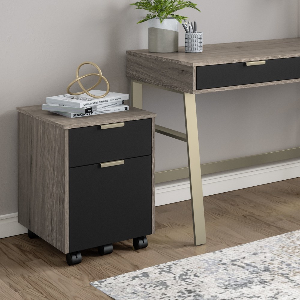 Whalen Devon 20inD Vertical 2-Drawer Mobile File Cabinet, Harbor Oak/Matte Black MPN:EC-DEDF