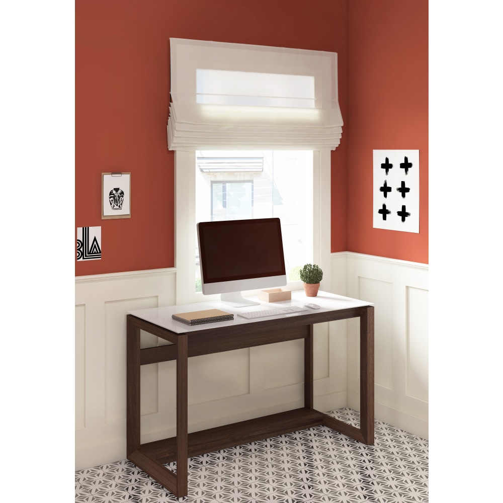 Whalen Cecile 48inW Writing Desk, Snowdrift White/Walnut MPN:ODUS-48CD-B