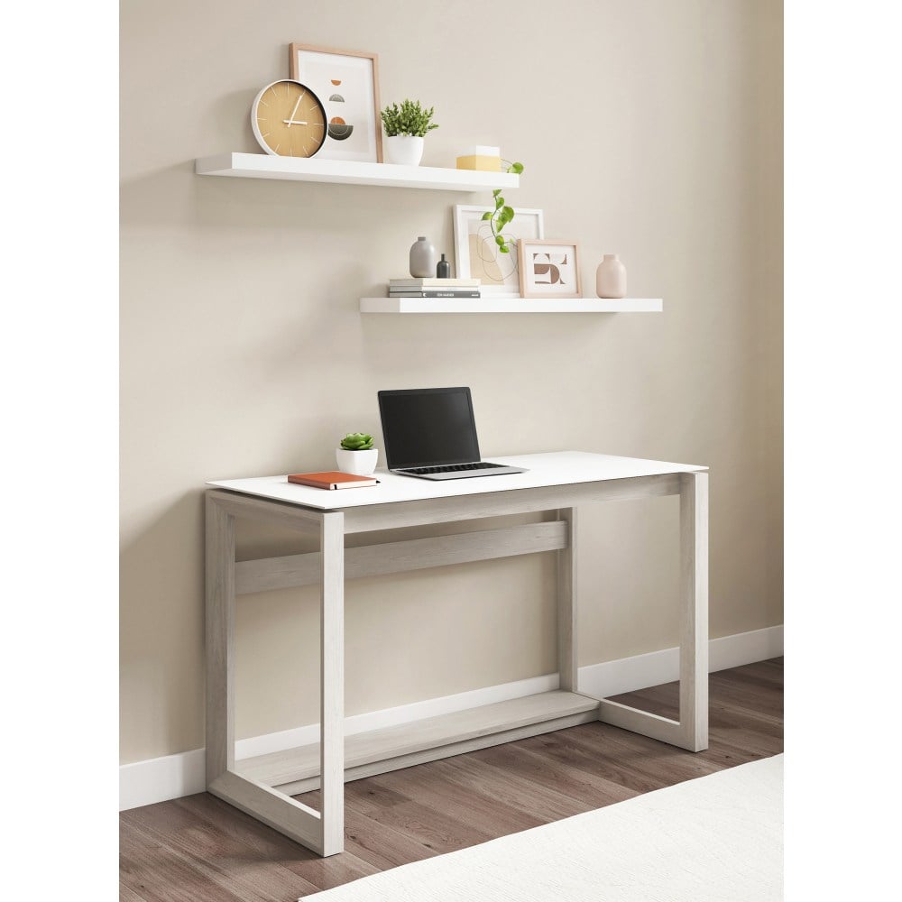 Whalen Cecile 48inW Writing Desk, Snowdrift White/White Oak MPN:ODUS-48CD-W