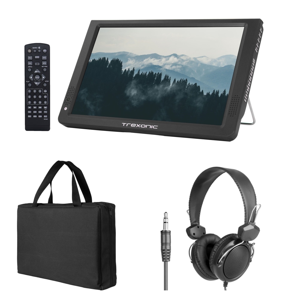 Trexonic Portable Rechargeable 14in LED TV With Carry Bag And Headphones, Black, 995117144M MPN:995117144M