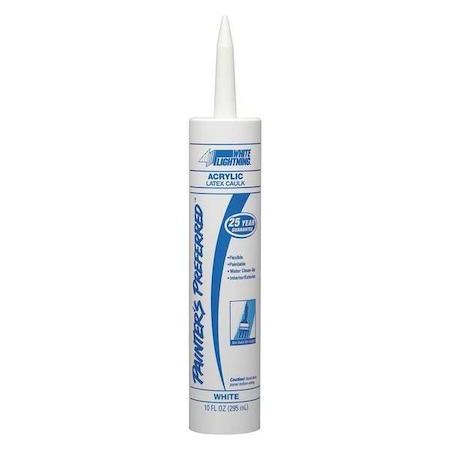 Acrylic Latex Caulk, 10 oz, Cartridge, White, Acrylic Latex Base, Painter's Preferred MPN:W13000010