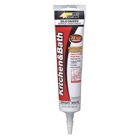 Hybrid Caulk, 6 oz, Tube, White, Hybrid Base, Kitchen & Bath MPN:W22000005