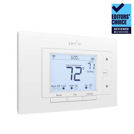WiFi Thermostat, 7 Programs, 4 H, 2 C, Wall Mount, Hardwired/Battery, 24VAC MPN:1F87U-42WF
