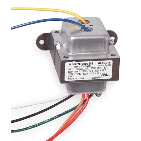Class 2 Transformer, 40 VA, Not Rated, 24V AC, 120/208/240V AC MPN:90-T40M3