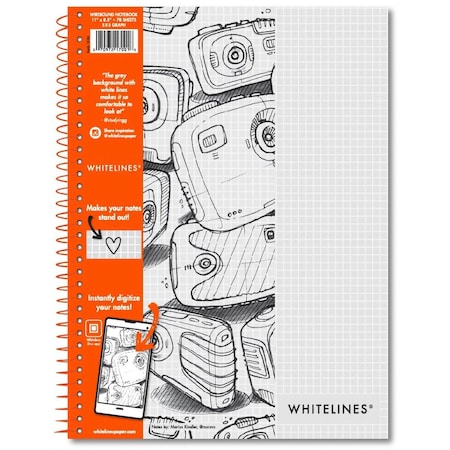 Case of Whitelines Spiral Wirebound Graph Ruled Notebooks, Gray Paper, 11