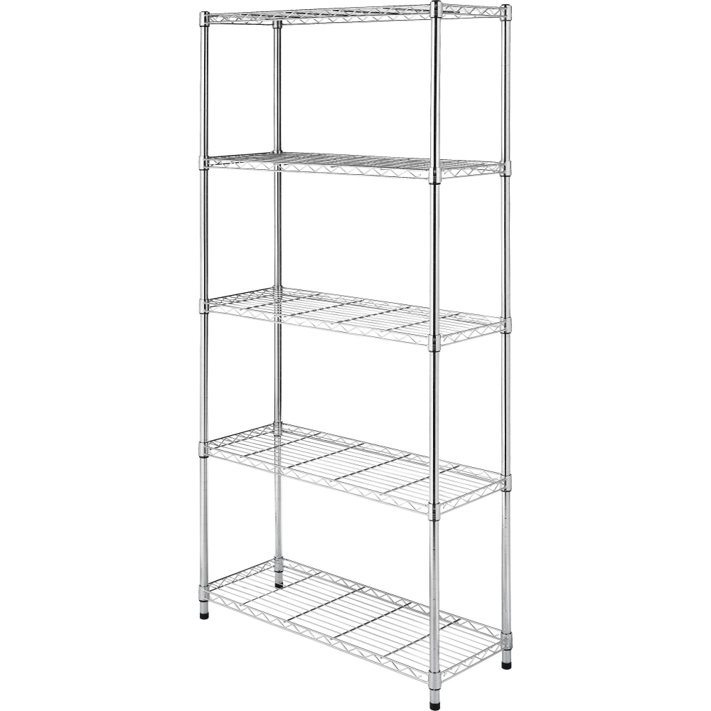 Whitmor 5-Tier Supreme Shelves, 5 Tier(s), 72inH x 36inW x 14inD, Floor, Durable, Sturdy, Adjustable, Chrome, Steel, 1 MPN:6060-267