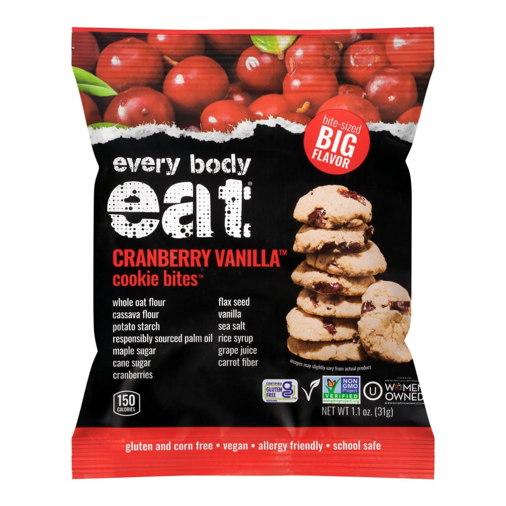 Every Body Eat Cranberry Vanilla Cookie Bites, 1.1 Oz, Total Qty 20 MPN:30021