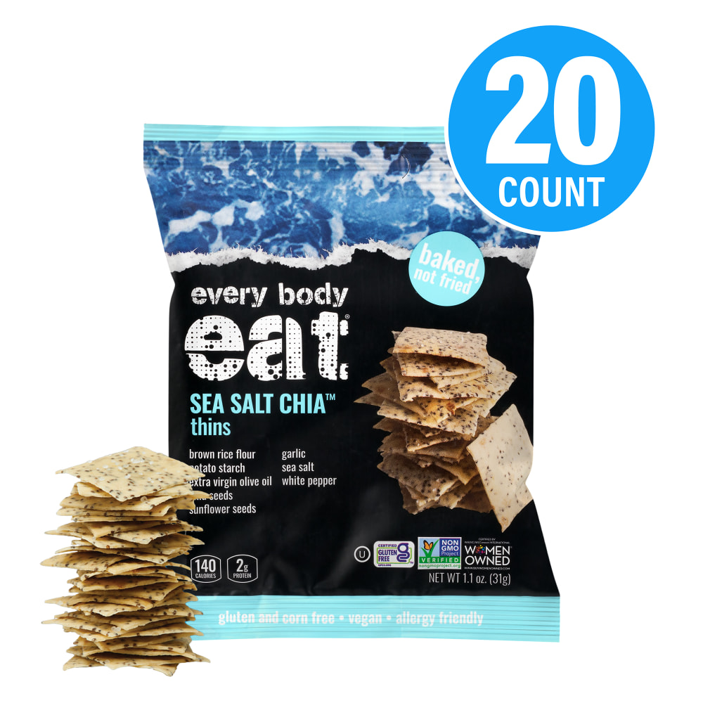 Every Body Eat Sea Salt Chia Crackers, 1.1 Oz, Total Qty 20 MPN:30015
